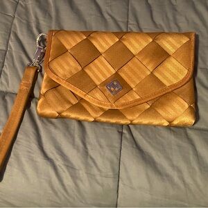 Brown Maggie Bags Seatbelt Clutch Purse